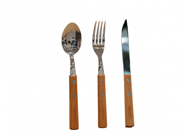 3-piece Stainless Steel Flatware with Wooden Handle