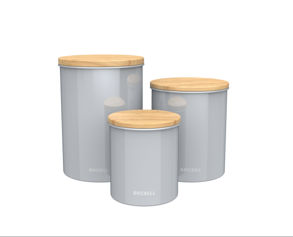 Set of Storage Jars with Wooden Lid